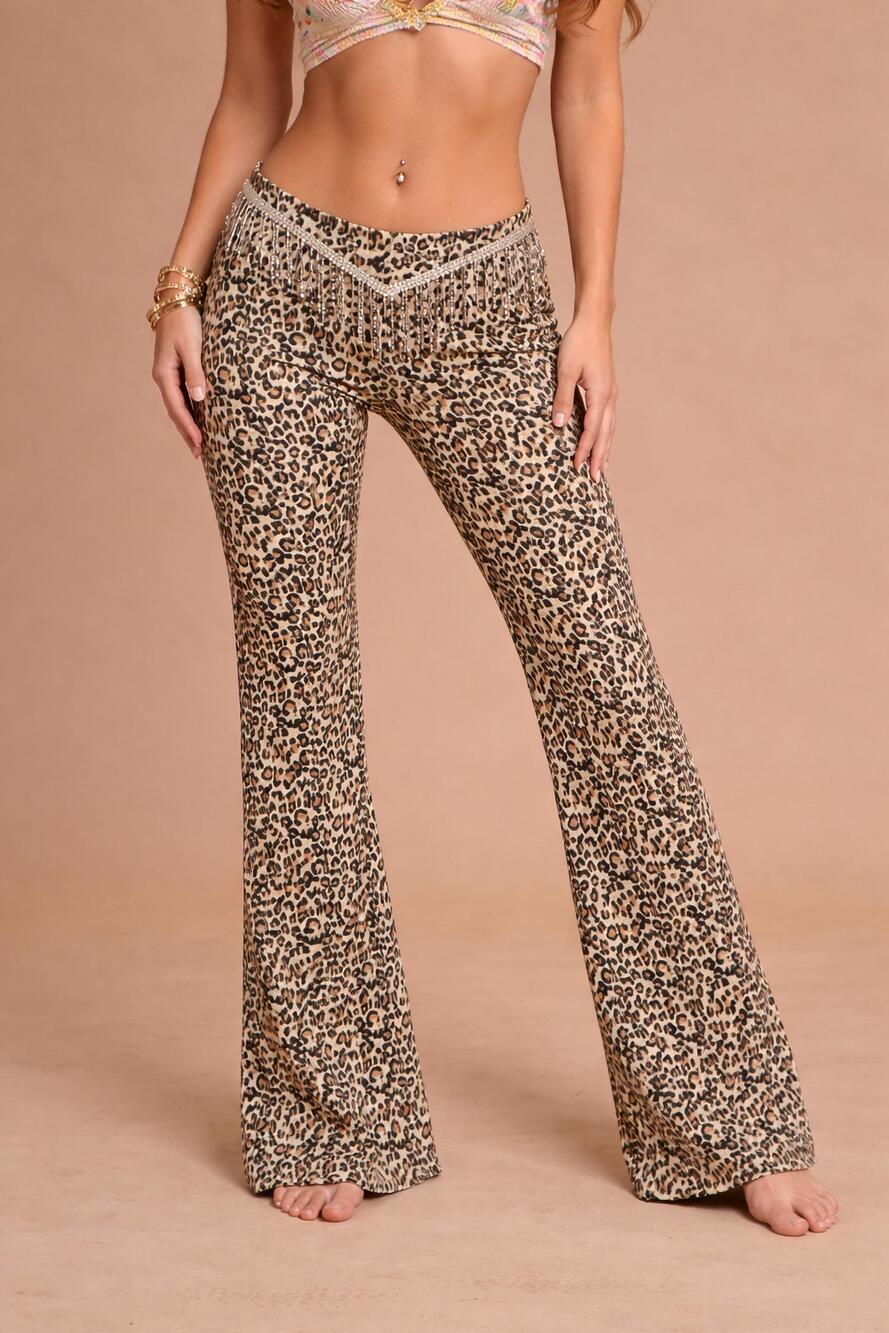 NEW PRETTY GARBAGE low rise lounge pants in leopard